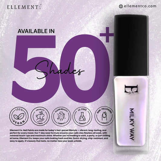 Milky Way Vegan White Pearl Nail Polish – Chip-Resistant, Non-Yellowing, Gel-Like Shine, Long-Lasting 3
