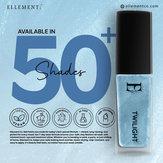 Twilight Vegan Blue Metallic Nail Polish – Chip-Resistant, Non-Yellowing, Gel-Like Shine, Long-Lasting 2