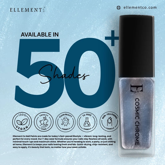 Cosmic Chrome Vegan Blue Metallic Nail Polish – Chip-Resistant, Non-Yellowing, Gel-Like Shine, Long-Lasting 3