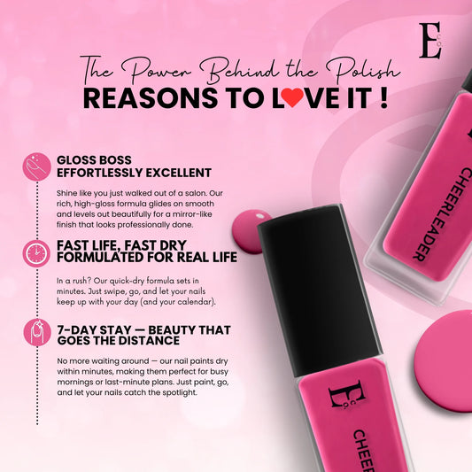 Cheerleader Vegan Nail Polish – Hot Pink, Chip-Resistant, Non-Yellowing, Long-Lasting, Gel-Like Shine 3
