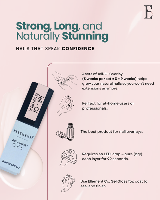JELL-O! Blush Pink Builder in a Bottle – Nail Strengthening Gel Base | Flexible, Chip-Resistant Overlay for Natural Nails, Gel Polish & Acrylic Systems