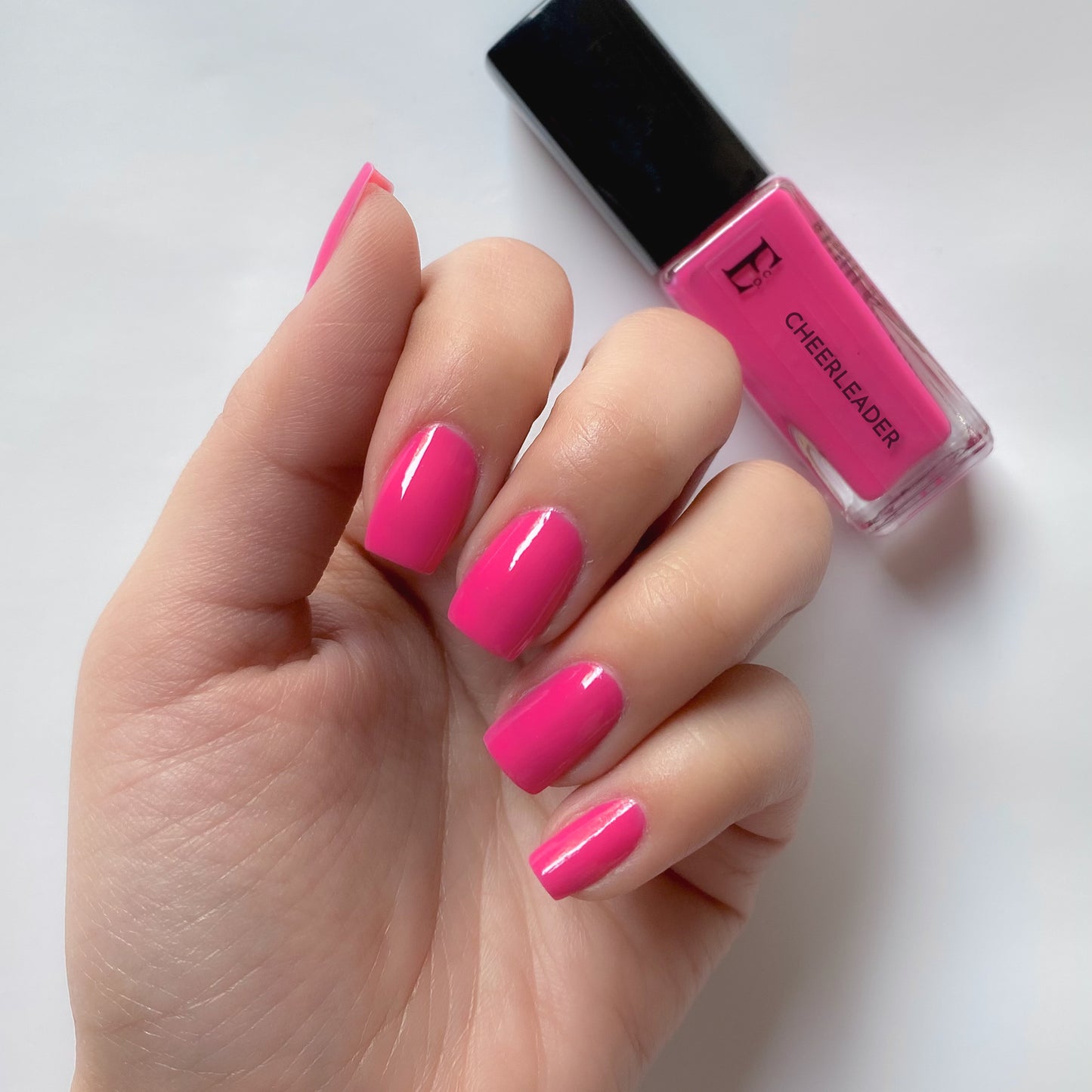 Cheerleader Vegan Nail Polish – Hot Pink, Chip-Resistant, Non-Yellowing, Long-Lasting, Gel-Like Shine