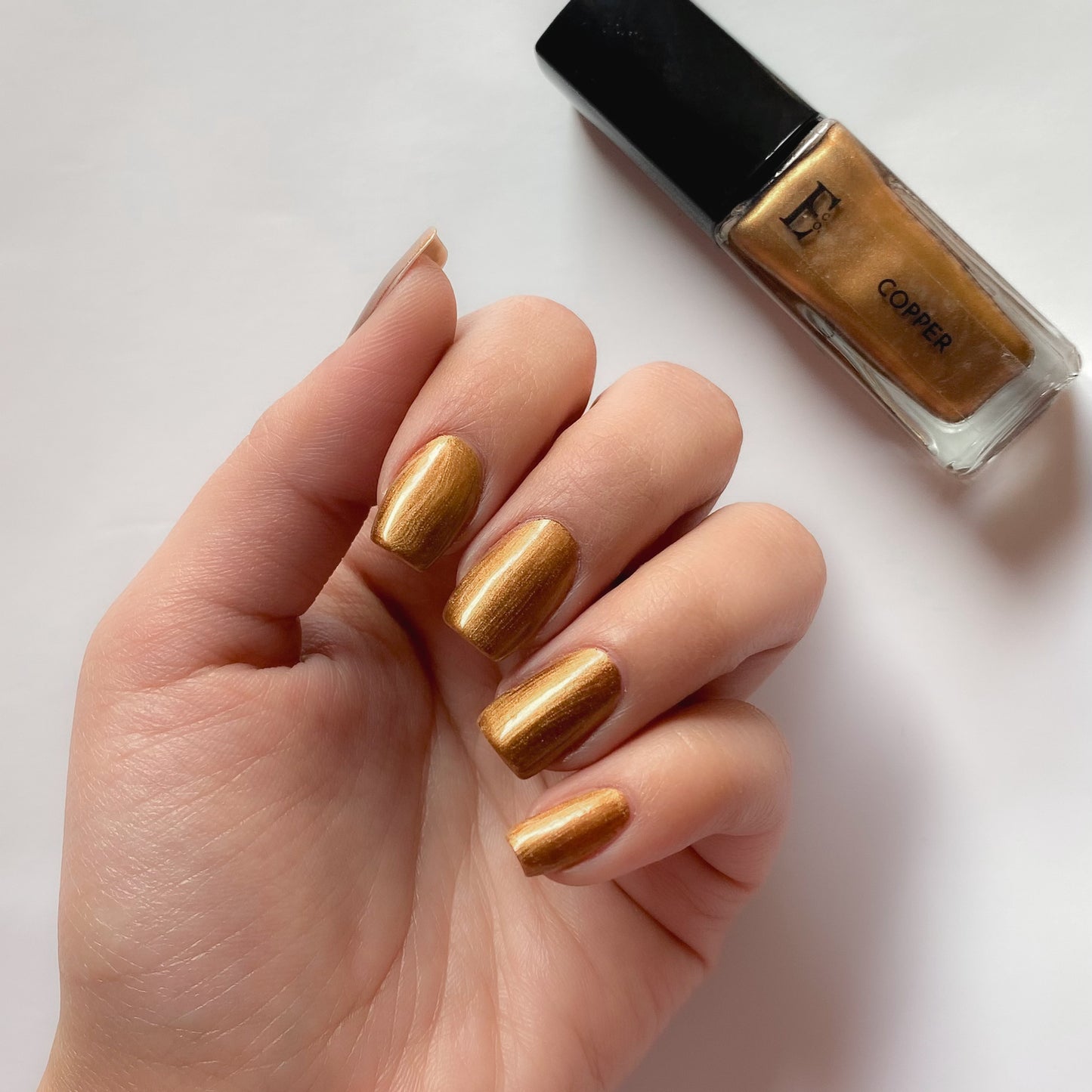 Copper Vegan Metallic Nail Polish – Chip-Resistant, Non-Yellowing, Gel-Like Shine, Long-Lasting