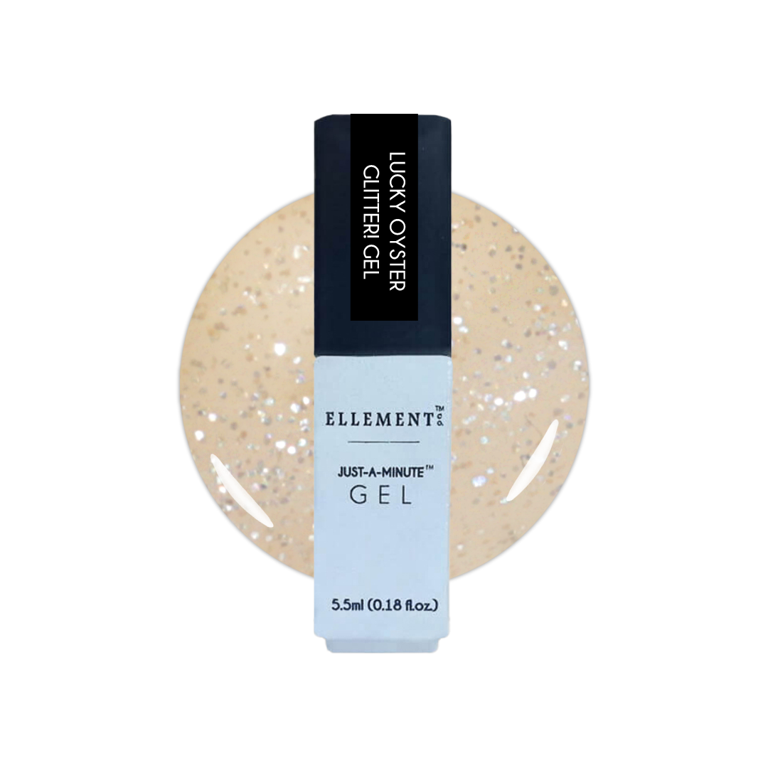 Lucky Oyster Glitter Gel Polish – Shimmering Champagne Gold, Sparkling Nail Top Coat, Long-Lasting Gel for Natural & Acrylic Nails