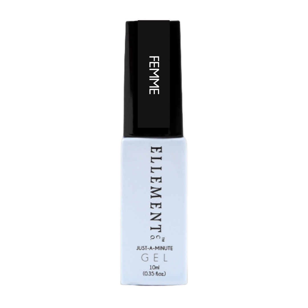 FEMME Cat Eye Gel Polish bottle with magnetic, purplish pink shade.