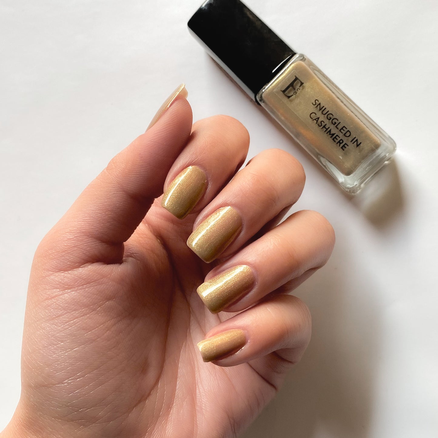 Snuggled in Cashmere Vegan Metallic Gold Nail Polish – Shimmer Finish, Long-Lasting, Gel-Like