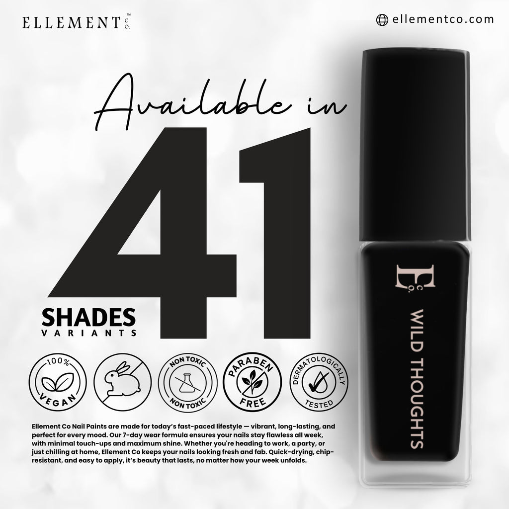 Wild Thoughts Vegan Black Nail Polish – Chip-Resistant, Non-Yellowing, Gel-Like, Long-Lasting Shine