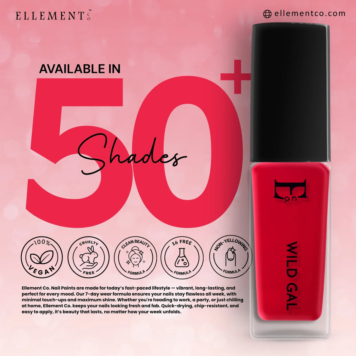 Wild Gal Vegan Dark Red Nail Polish – Chip-Resistant, Non-Yellowing, Gel-Like Shine, Long-Lasting 3
