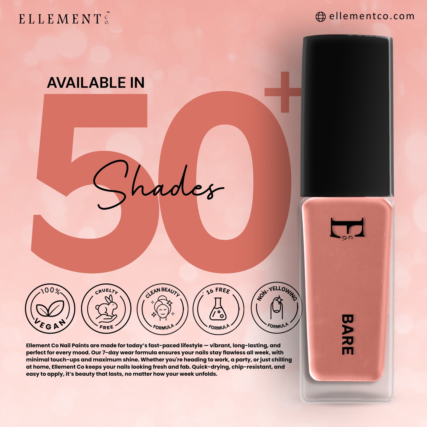 BARE Vegan Nail Polish, Nude Brown Color -10 Ml