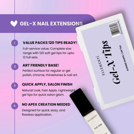 Gel-X KIT-4 - Almond Tips (Gel-X Tips Box (120pc) + Glue Genie 10ml) 2
