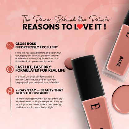 BARE Vegan Nail Polish, Nude Brown Color -10 Ml
