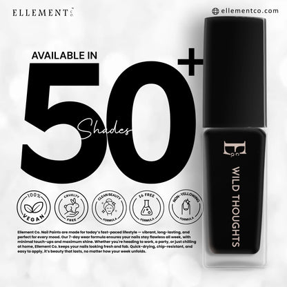 Wild Thoughts Vegan Black Nail Polish – Chip-Resistant, Non-Yellowing, Gel-Like, Long-Lasting Shine 4