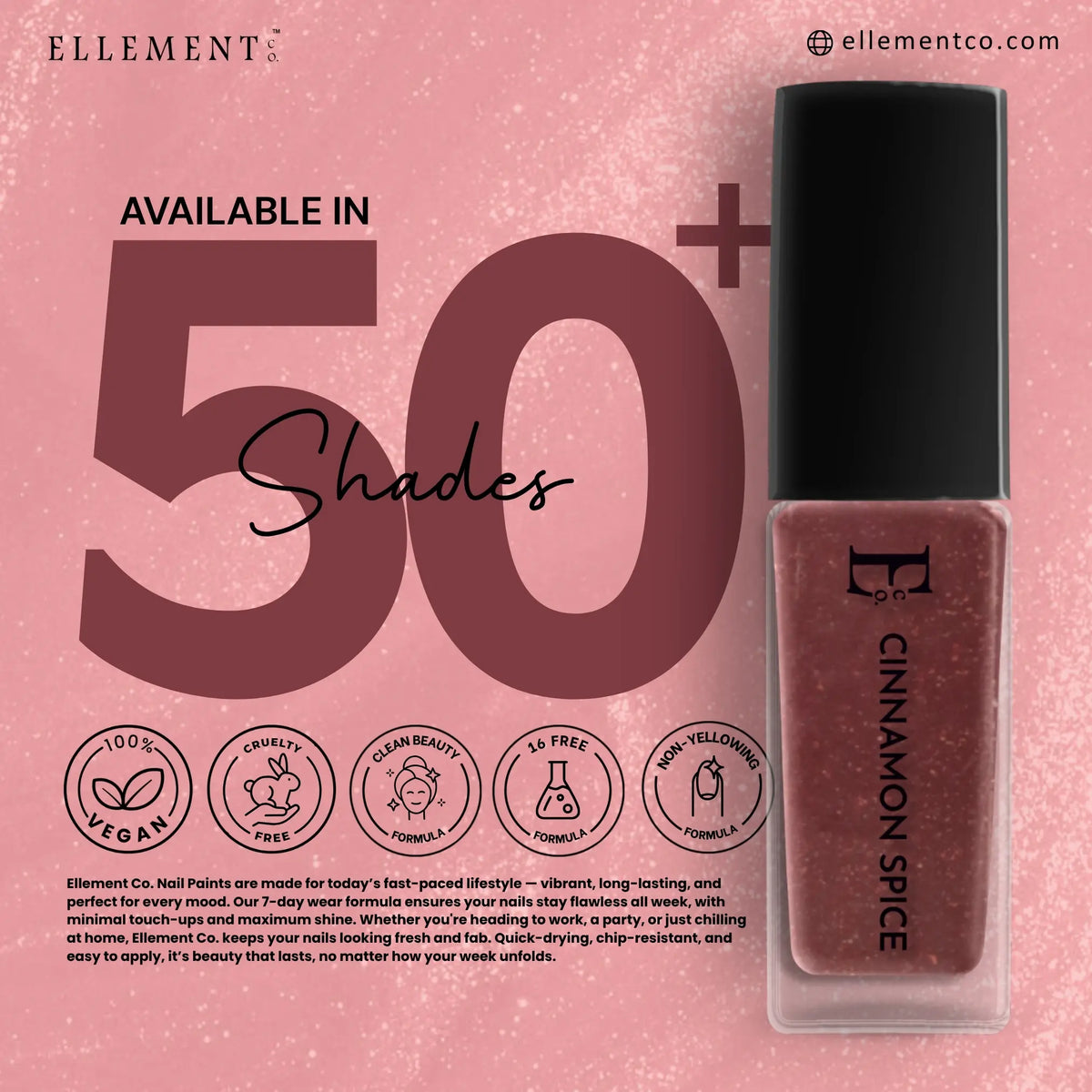 Cinnamon Spice Vegan Light Maroon Nail Polish – Chip-Resistant, Non-Yellowing, Metallic Shimmer, Long-Lasting 6