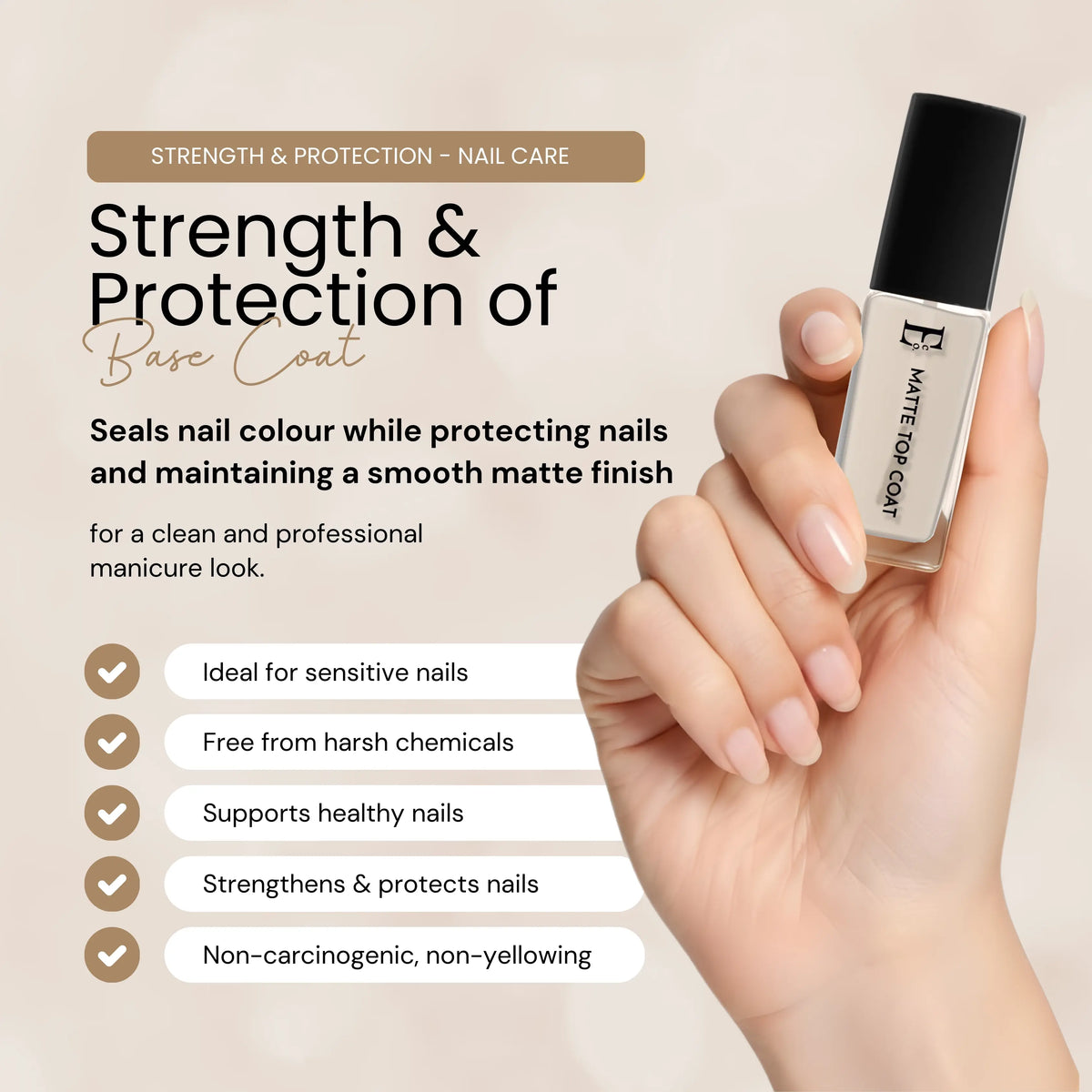Matte Top Coat Vegan Nail Polish – Long-Lasting, Chip-Resistant, Super Matte Finish, Nail Strengthening 4