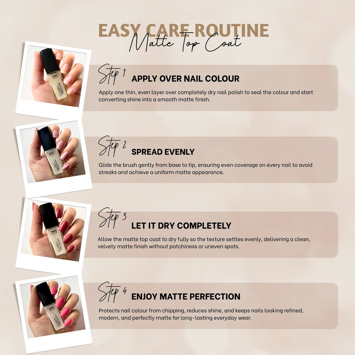 Matte Top Coat Vegan Nail Polish – Long-Lasting, Chip-Resistant, Super Matte Finish, Nail Strengthening 6