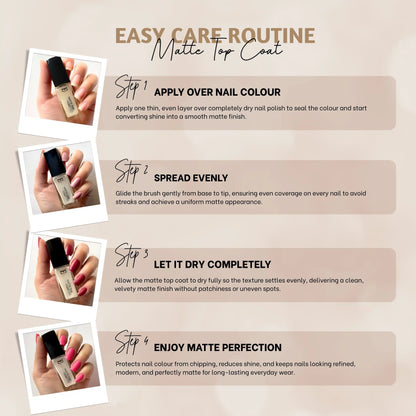 Matte Top Coat Vegan Nail Polish – Long-Lasting, Chip-Resistant, Super Matte Finish, Nail Strengthening 6
