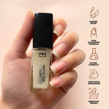 Matte Top Coat Vegan Nail Polish – Long-Lasting, Chip-Resistant, Super Matte Finish, Nail Strengthening 7