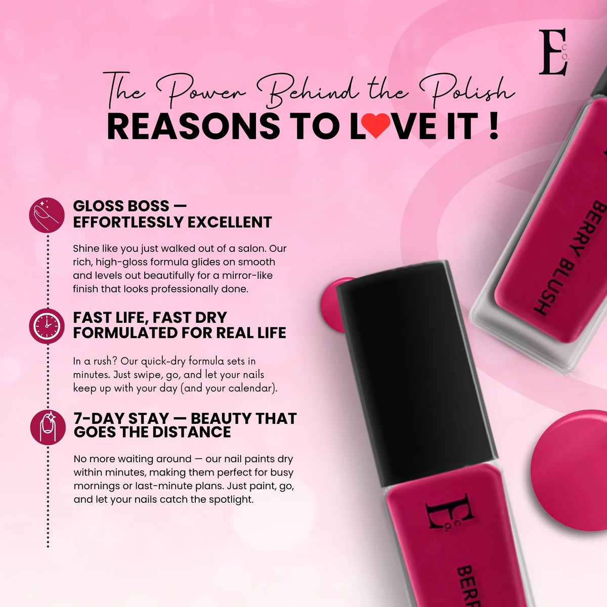 Berry Blush Dark Pink Vegan Nail Polish – Chip-Resistant, Gel-Like, Long-Lasting 5