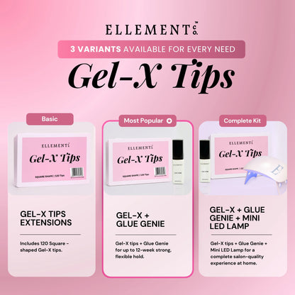 Gel-X KIT-2 - Square Tips (Gel-X Tips Box (120pc) + Glue Genie 10ml) 6