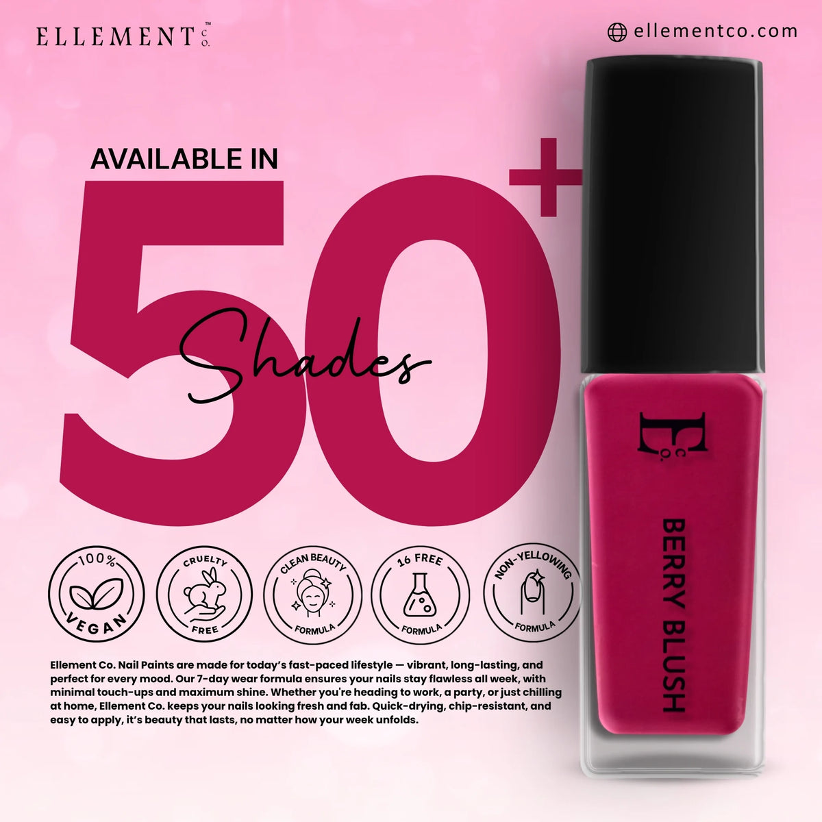 Berry Blush Dark Pink Vegan Nail Polish – Chip-Resistant, Gel-Like, Long-Lasting 6