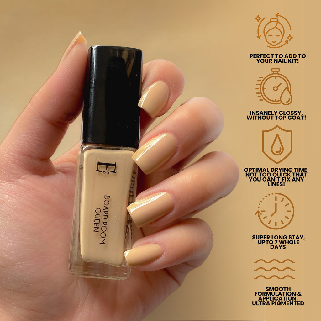 Board Room Queen Vegan Nail Polish – Nude Brown, Gel-Like Finish, Chip-Resistant, Non-Yellowing, Long-Lasting Shine