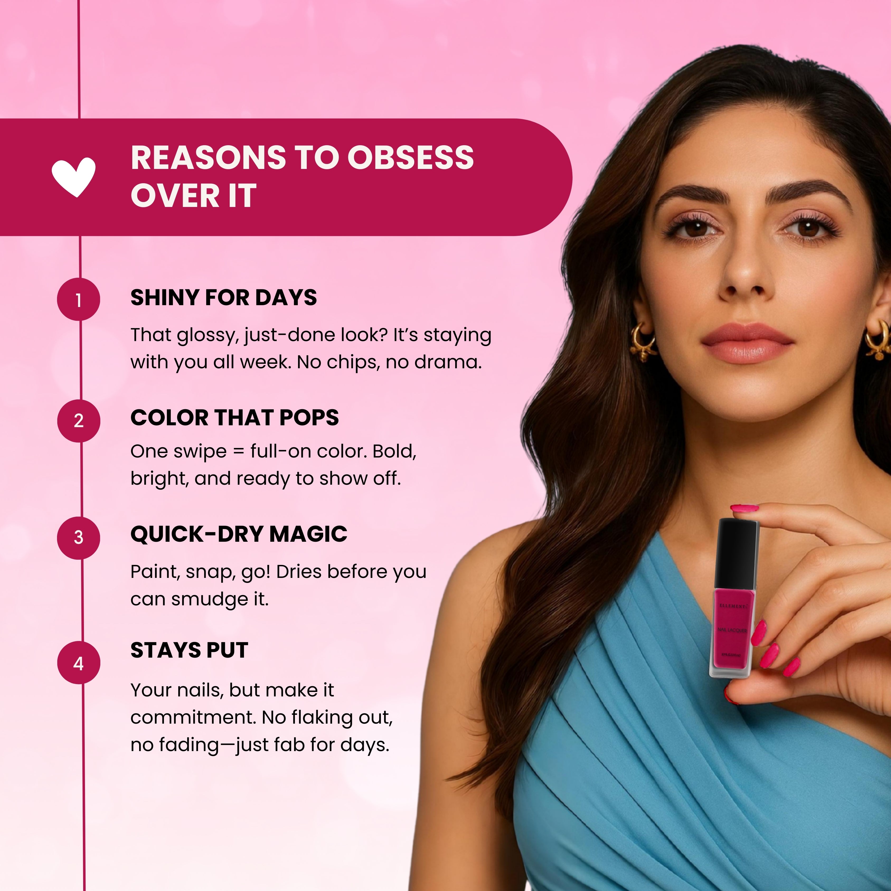 Berry Blush Dark Pink Vegan Nail Polish – Chip-Resistant, Gel-Like, Long-Lasting