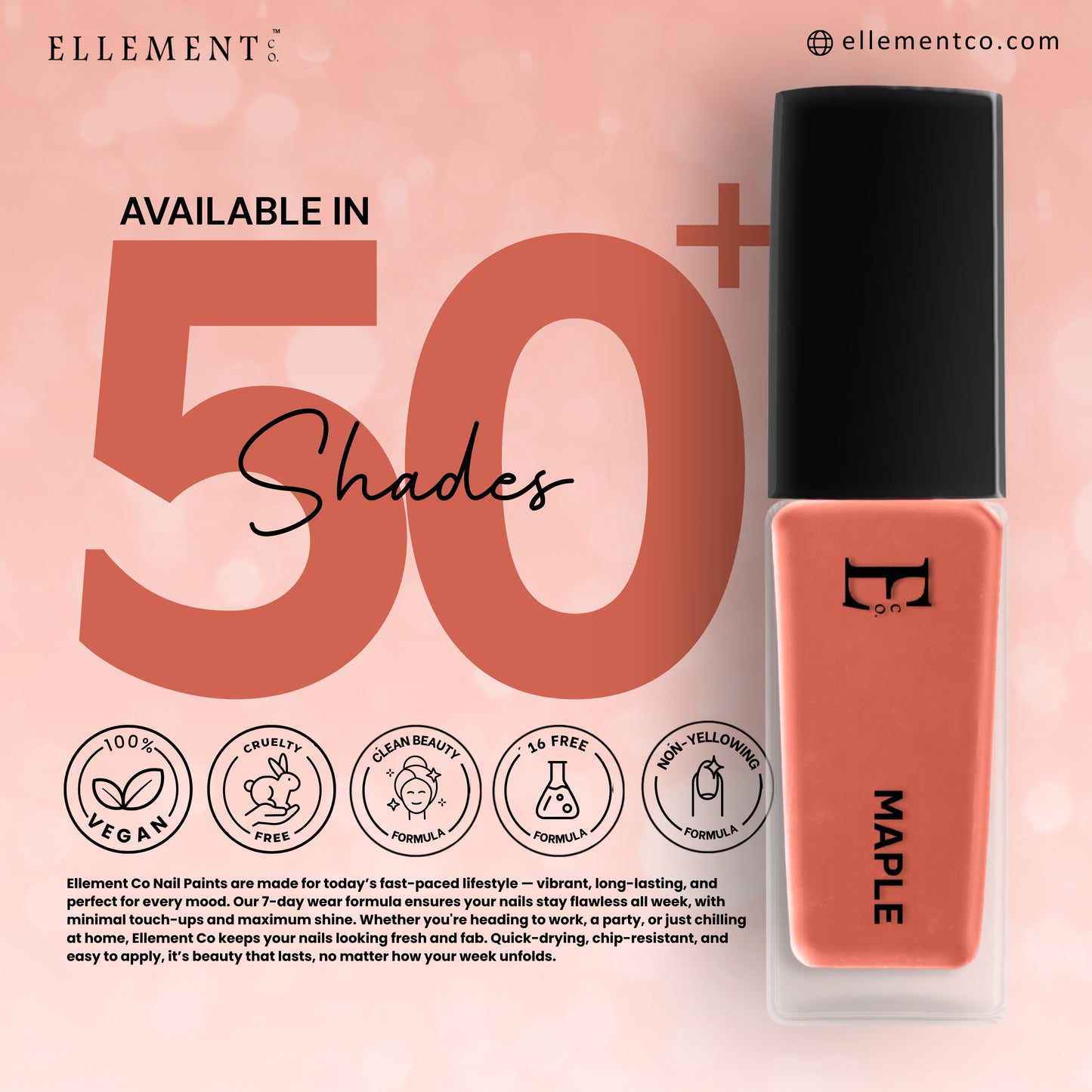 MAPLE Vegan Nail Polish, warm Medium Brown Color - 10 Ml