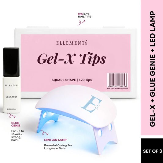 Gel-X KIT-5 - Square Tips (Gel-X Tips Box (120pc) + Glue Genie 10ml + Mini LED Lamp) 1
