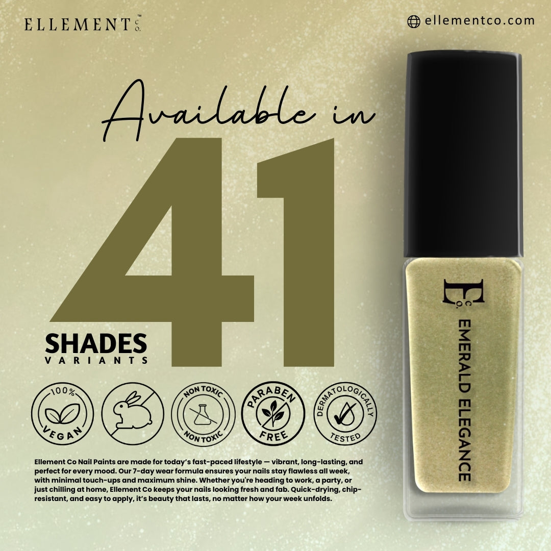 Emerald Elegance Vegan Green Nail Polish – Chip-Resistant, Non-Yellowing, Gel-Like Shine, Long-Lasting