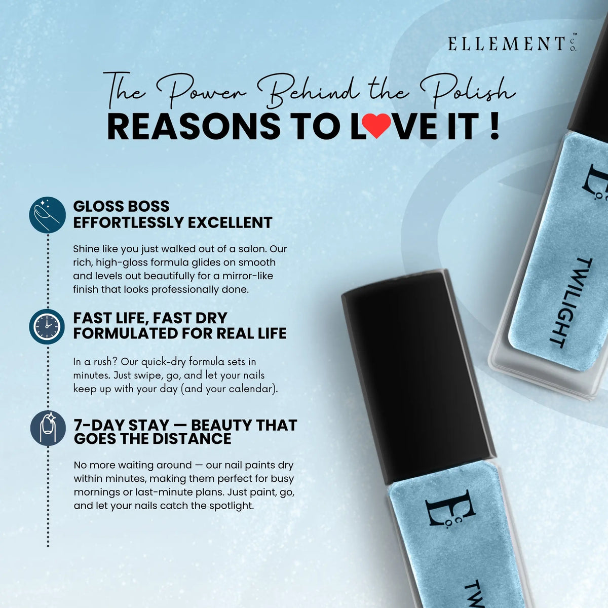 Twilight Vegan Blue Metallic Nail Polish – Chip-Resistant, Non-Yellowing, Gel-Like Shine, Long-Lasting 3