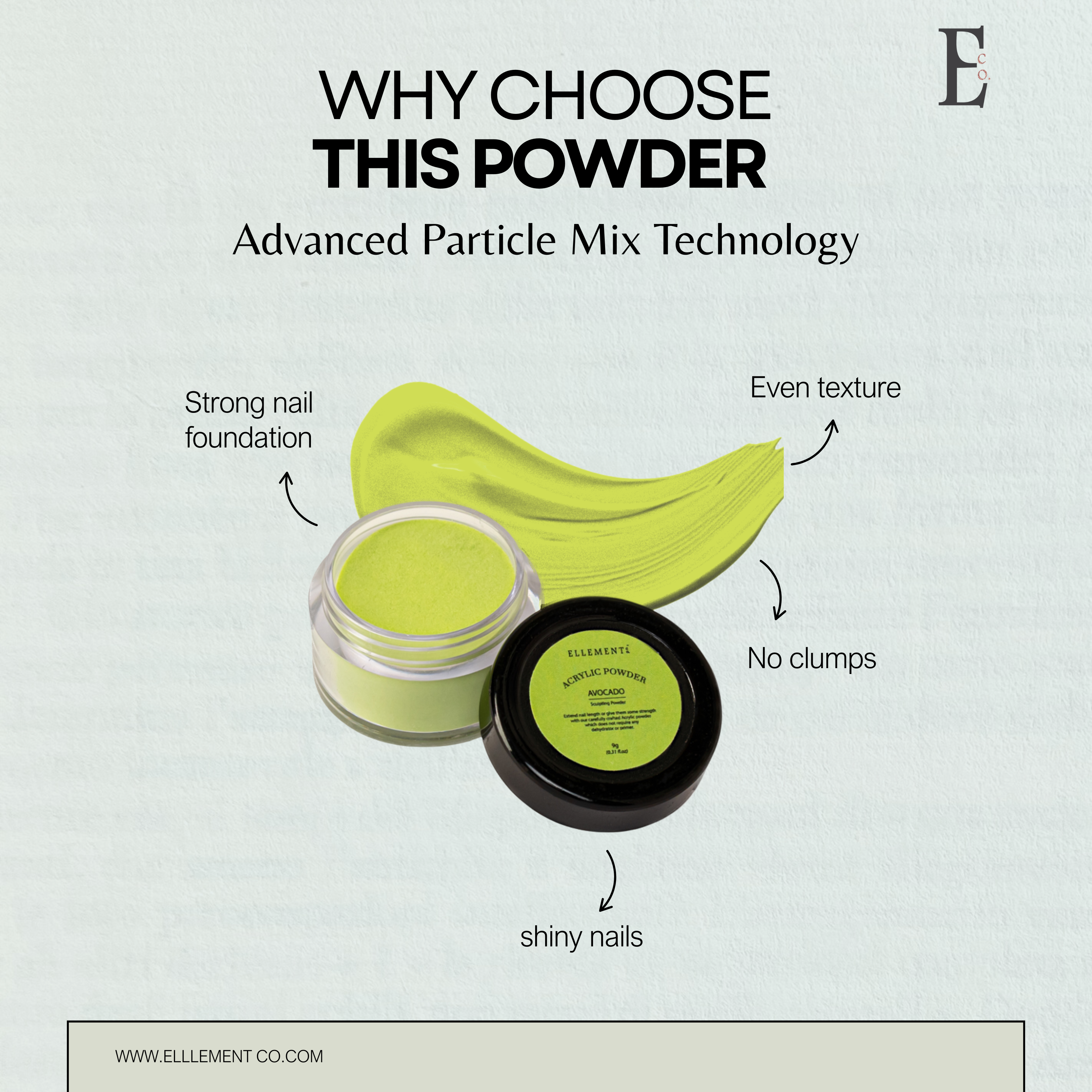 Avocado Green Leaf Coloured Acrylic Powder for Nails – Premium Nail Acrylic Powder for Extensions, Overlays & Nail Art – Professional Quality