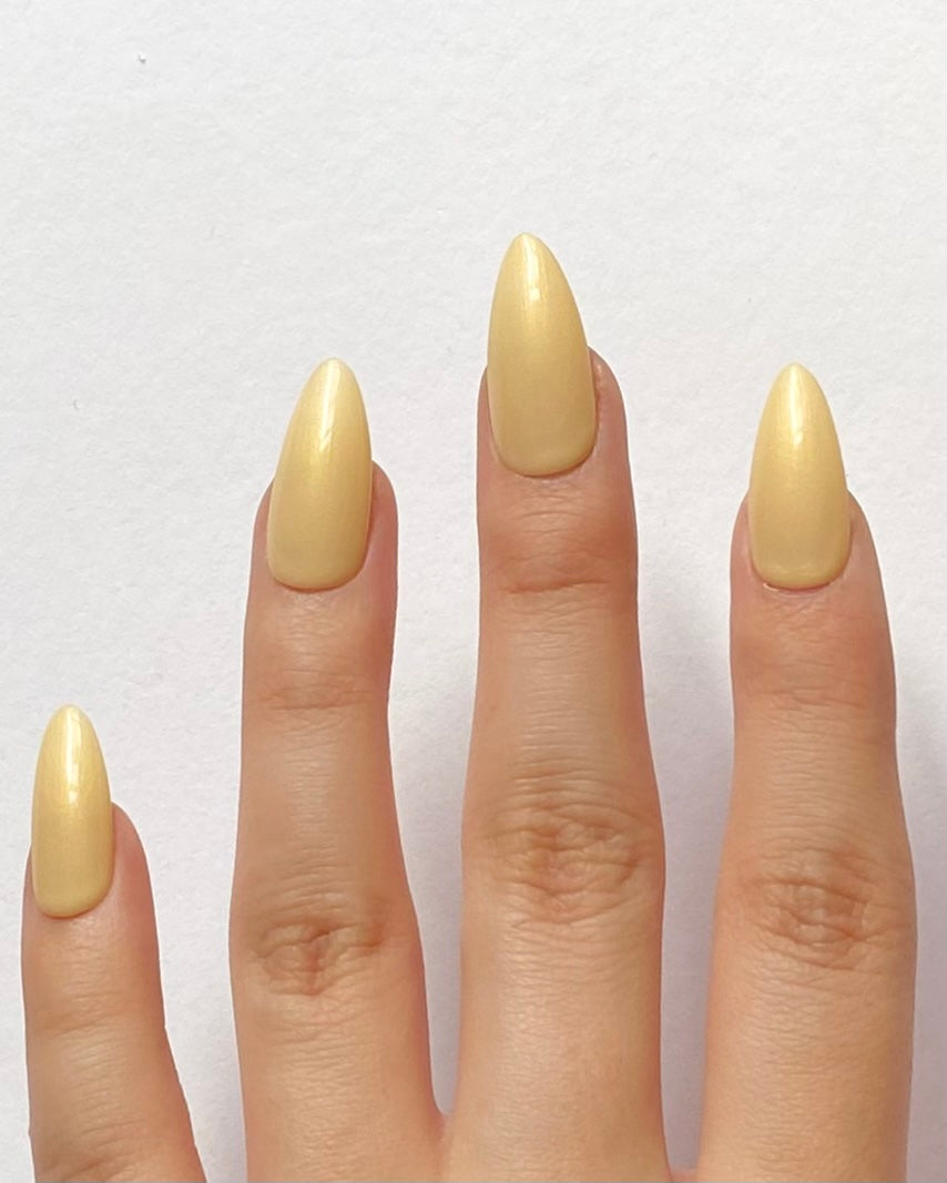 Lemon Zest Gel Polish – Bright Yellow Metallic Shine, Streak-Free, For Natural & Acrylic Nails, Nail Extensions
