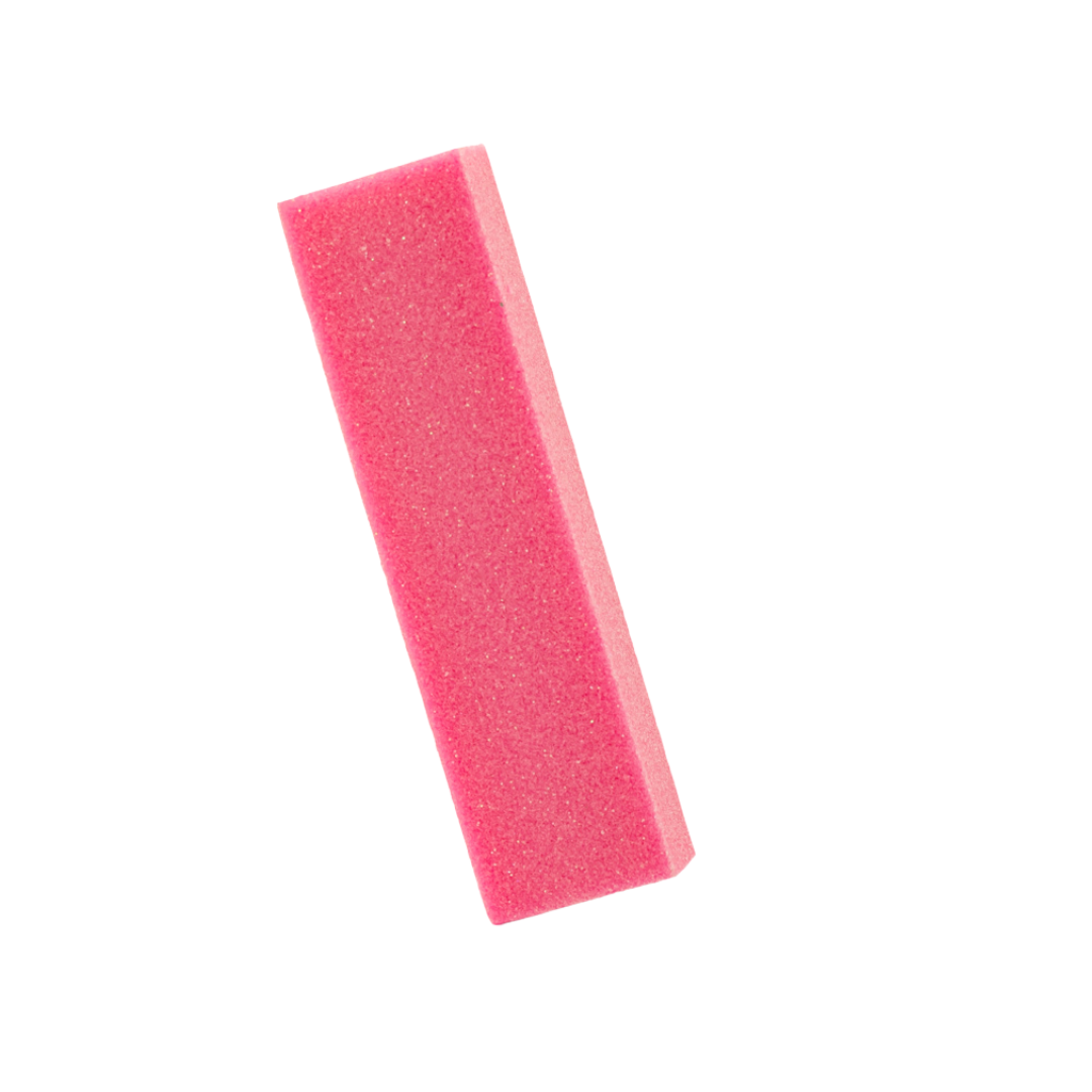 Pink nail buffer from the FILERS & BUFFERS sample pack for shaping and smoothing nails.