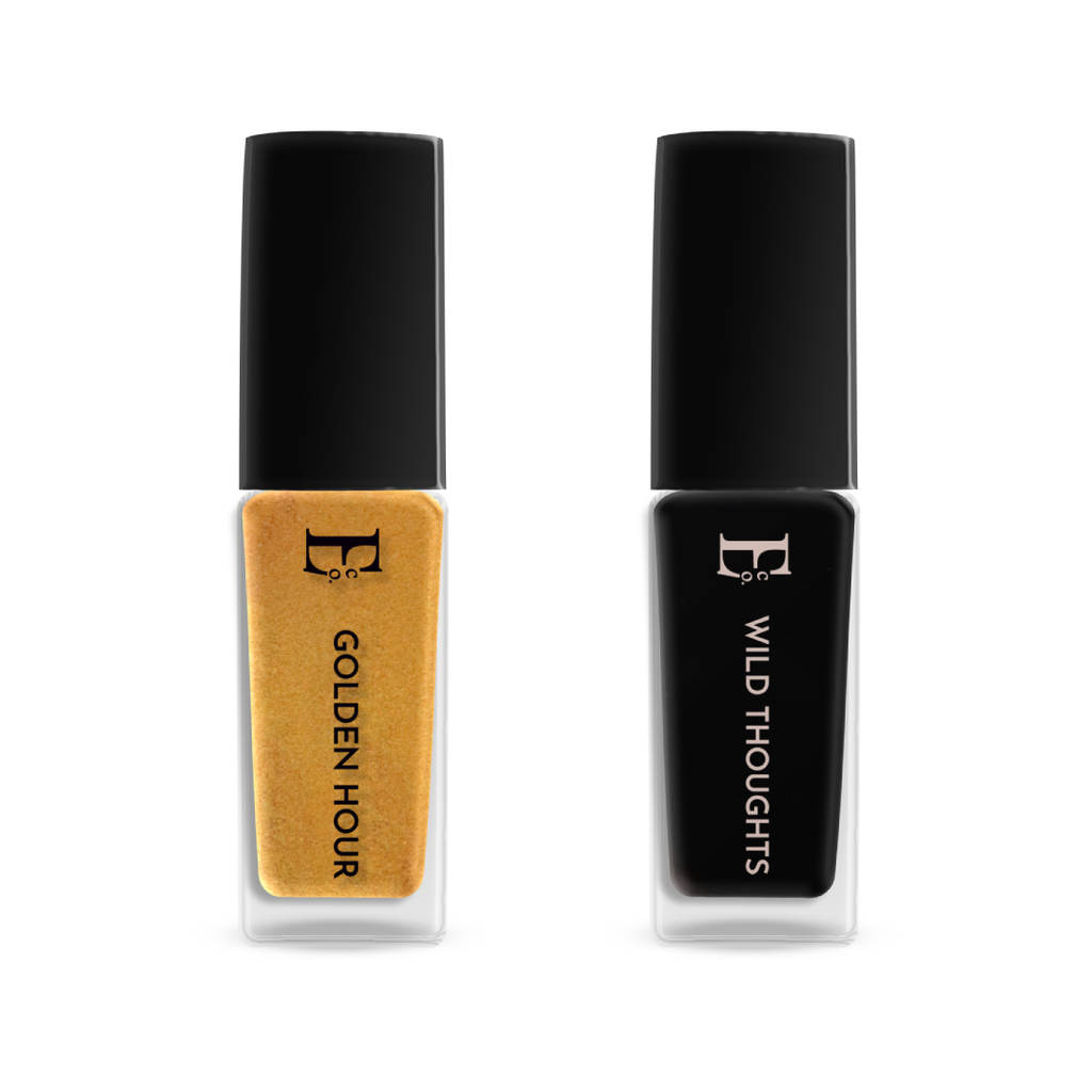 gLIT AF Nail Polish Set – Metallic Orange Base With Bold Black & Golden Shades, Long-Lasting Shine