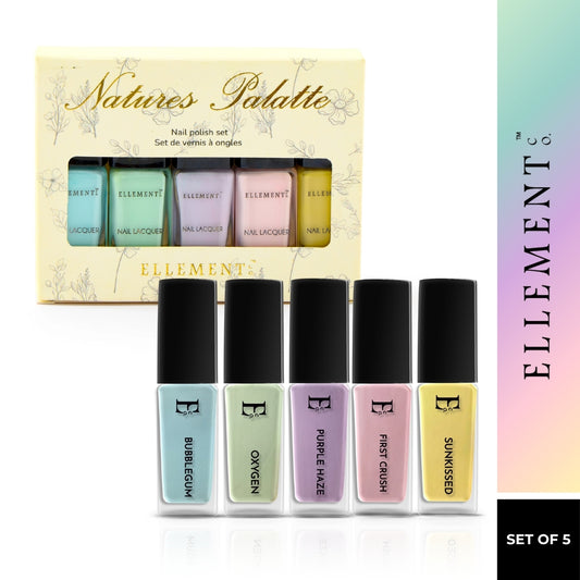 Nature's Palette Nail Polish Set – Summer Ombre Pastel Collection, 5 Shades (Purple Haze, First Crush, Oxygen, Bubblegum, Sunkissed)