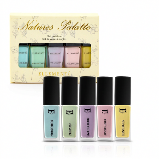 Nature's Palette Nail Polish Set – Summer Ombre Pastel Collection, 5 Shades (Purple Haze, First Crush, Oxygen, Bubblegum, Sunkissed)