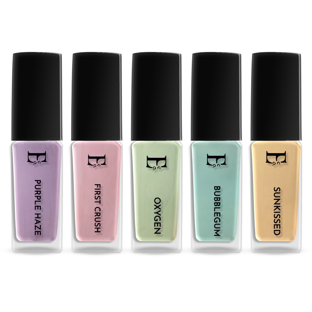 Nature's Palette Nail Polish Set – Summer Ombre Pastel Collection, 5 Shades (Purple Haze, First Crush, Oxygen, Bubblegum, Sunkissed)