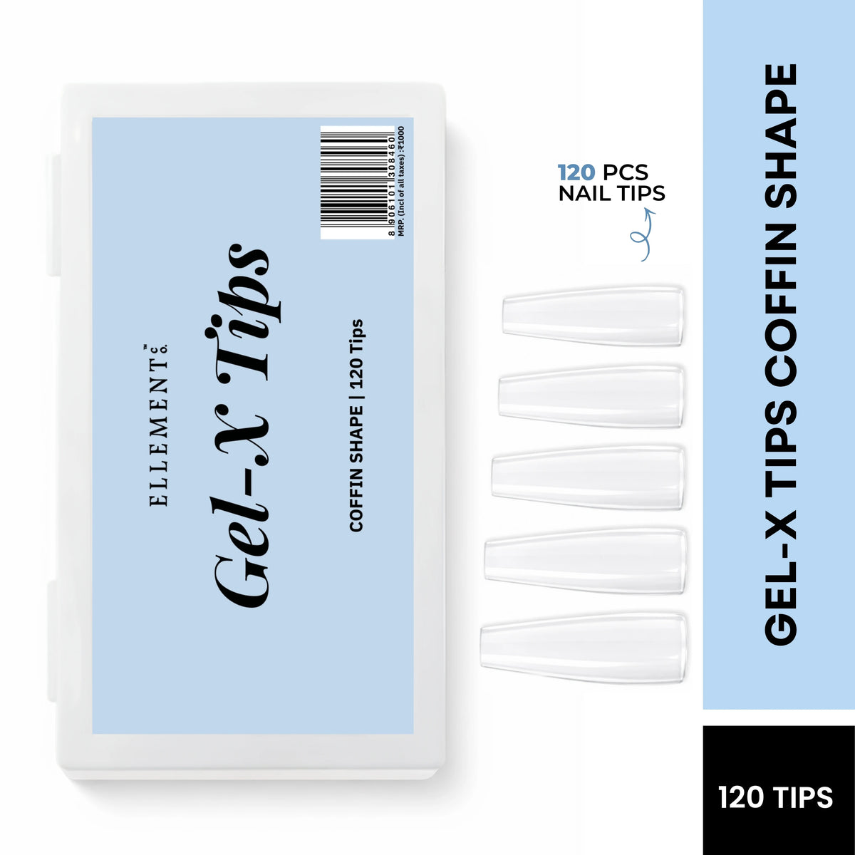 Gel-X Natural Coffin Long Tips - Pack of 120 1