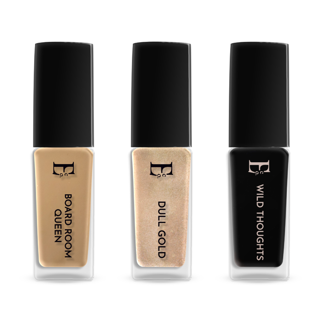 In Your Ellement Nail Polish Set – Black, Gold, and Nude Shades for Classic French Twist Designs