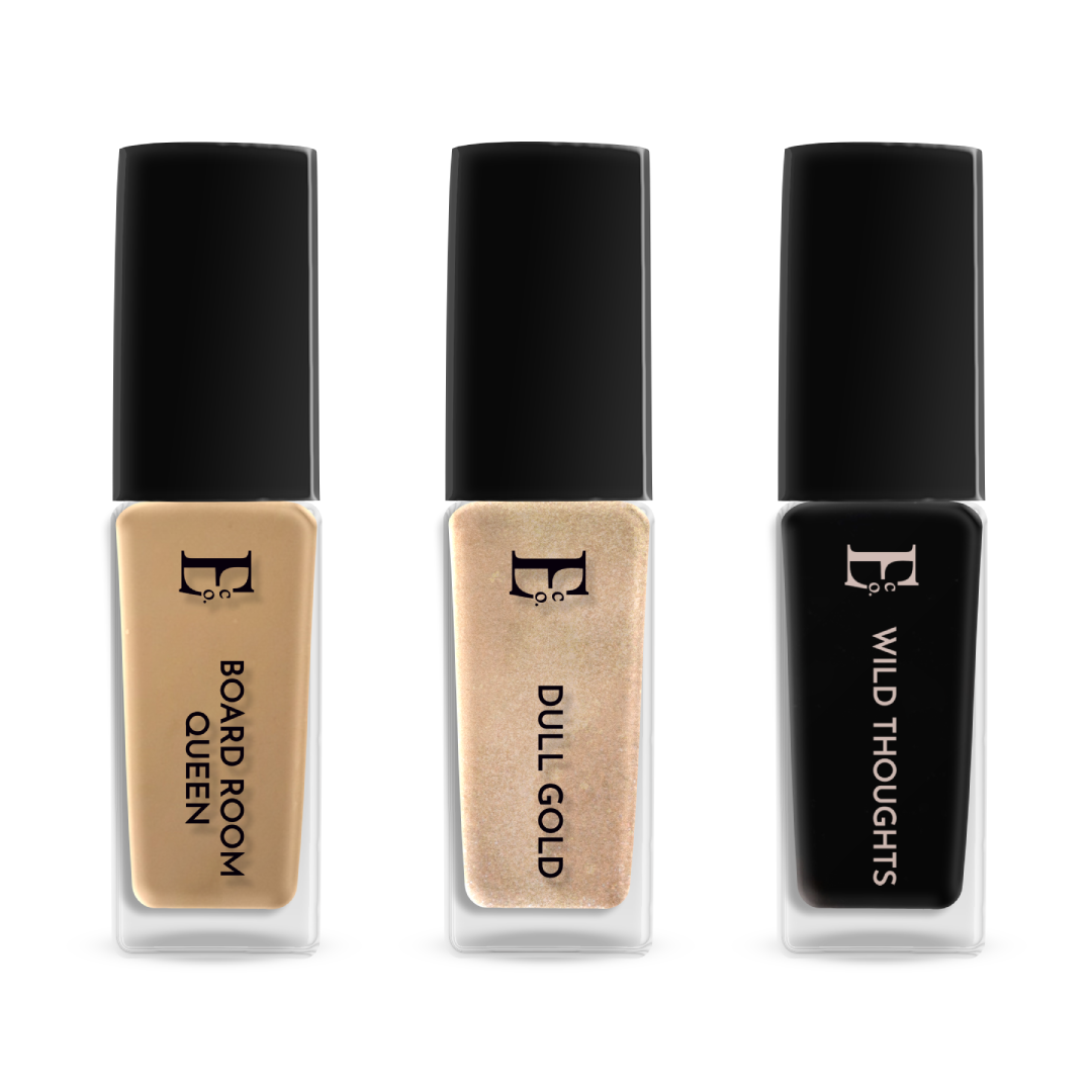 In Your Ellement Nail Polish Set – Black, Gold, and Nude Shades for Classic French Twist Designs