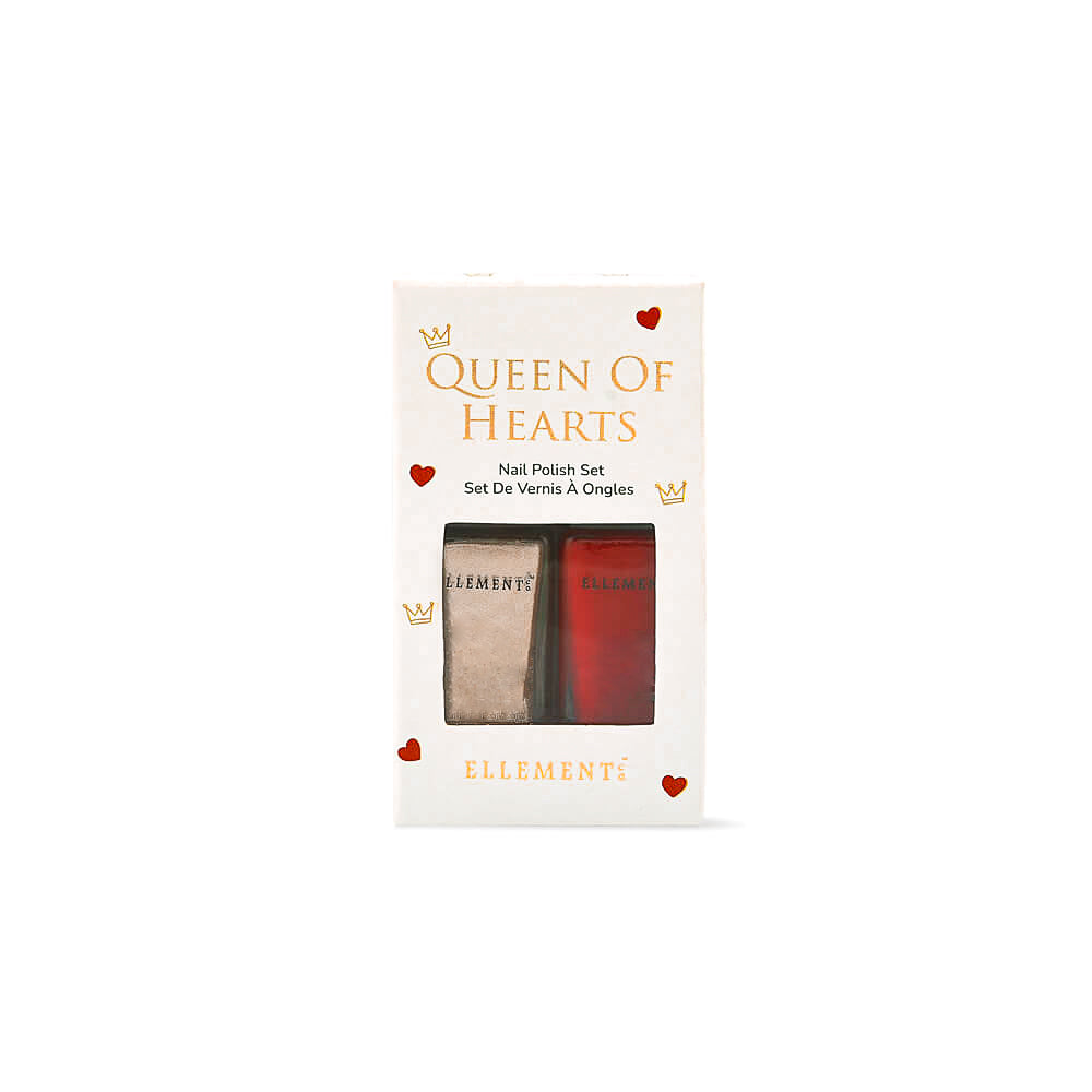 Queen of Hearts Nail Polish Set – Rosewood Red & Dull Gold Metallic, 2-Piece Nail Art Collection