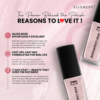 Pink Champagne Metallic Rose Gold Vegan Nail Polish – Chip-Resistant, Gel-Like Shine, Long-Lasting 6