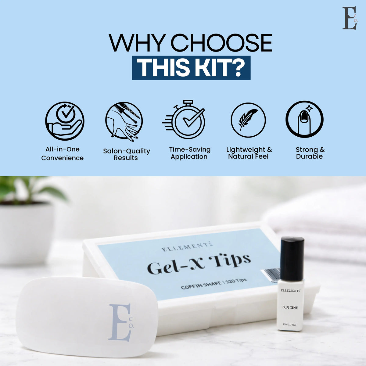 Gel-X KIT-3 - Coffin Tips (Gel-X Tips Box (120pc) + Glue Genie 10ml) 7