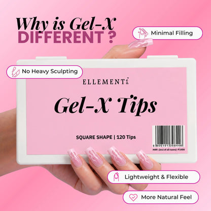 Gel-X KIT-5 - Square Tips (Gel-X Tips Box (120pc) + Glue Genie 10ml + Mini LED Lamp) 4