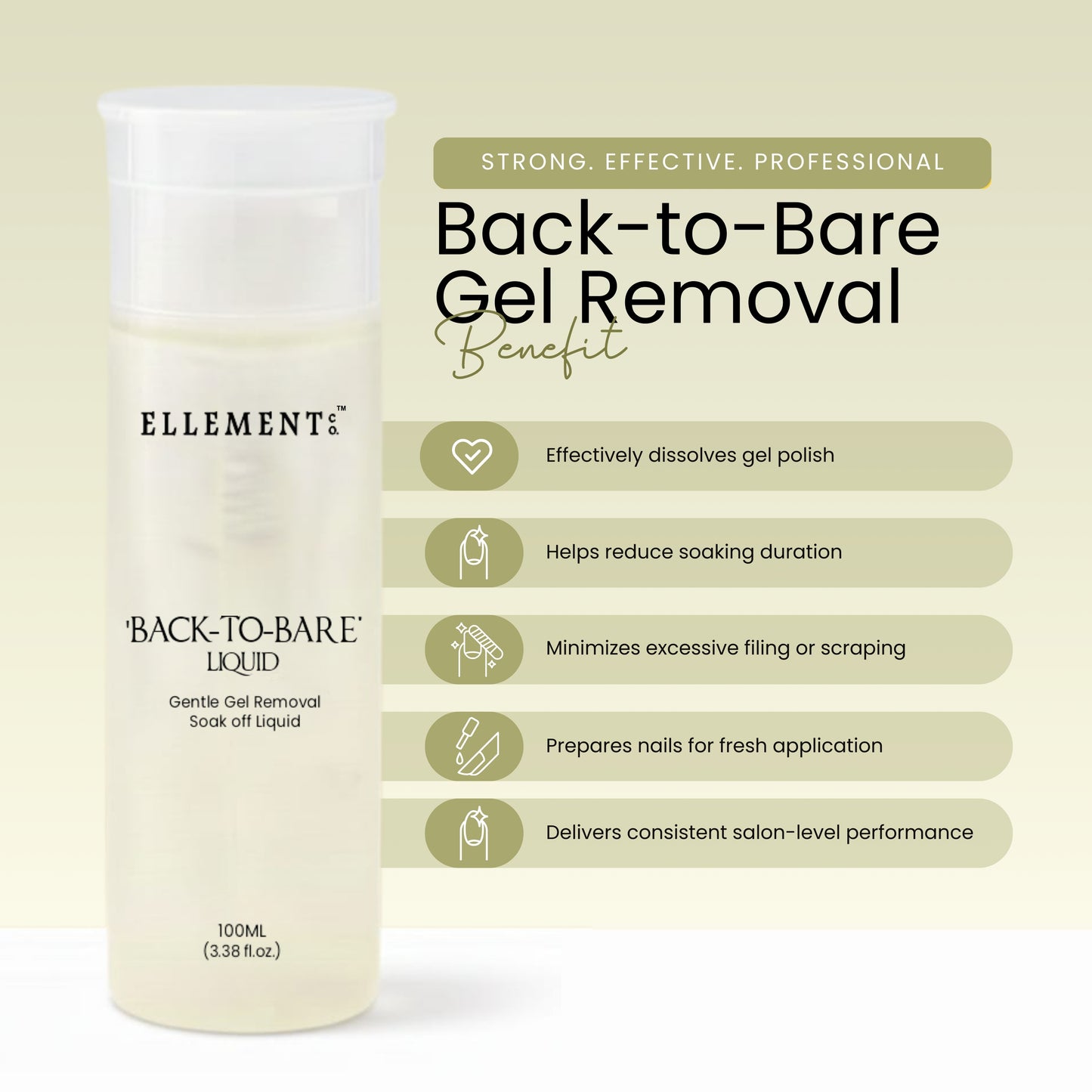 Back-To-Bare Gel Remover Liquid – Gentle Nail Gel & Gel Extension Remover, Safe & Non-Drying