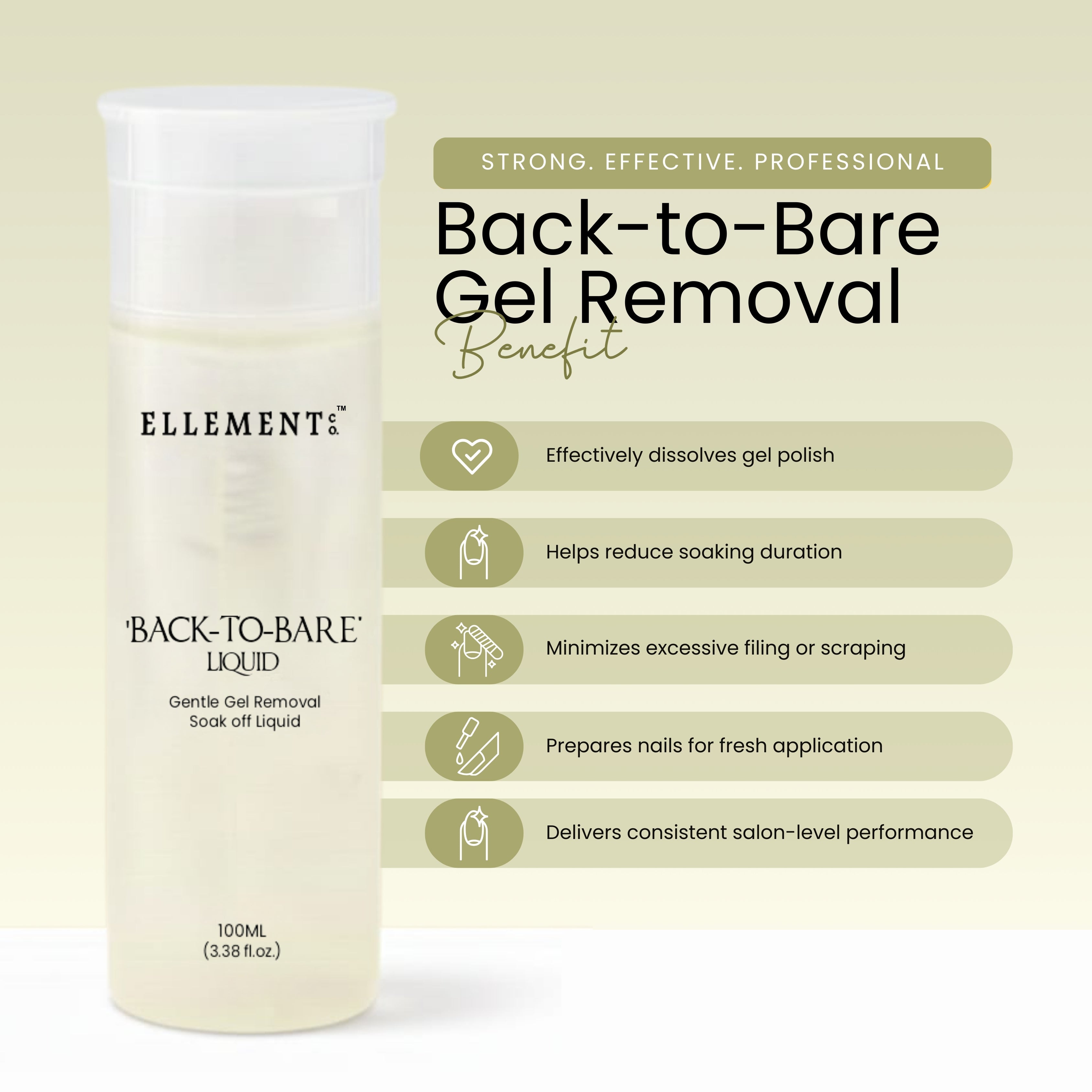 Back-To-Bare Gel Remover Liquid – Gentle Nail Gel & Gel Extension Remover, Safe & Non-Drying