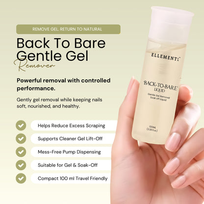 Back-To-Bare Gel Remover Liquid – Gentle Nail Gel & Gel Extension Remover, Safe & Non-Drying