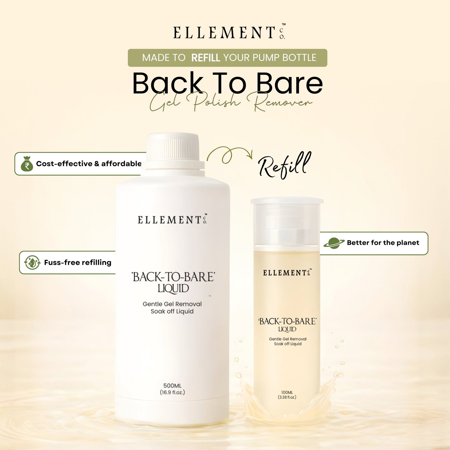 Back-To-Bare Gel Remover Liquid – Gentle Nail Gel & Gel Extension Remover, Safe & Non-Drying