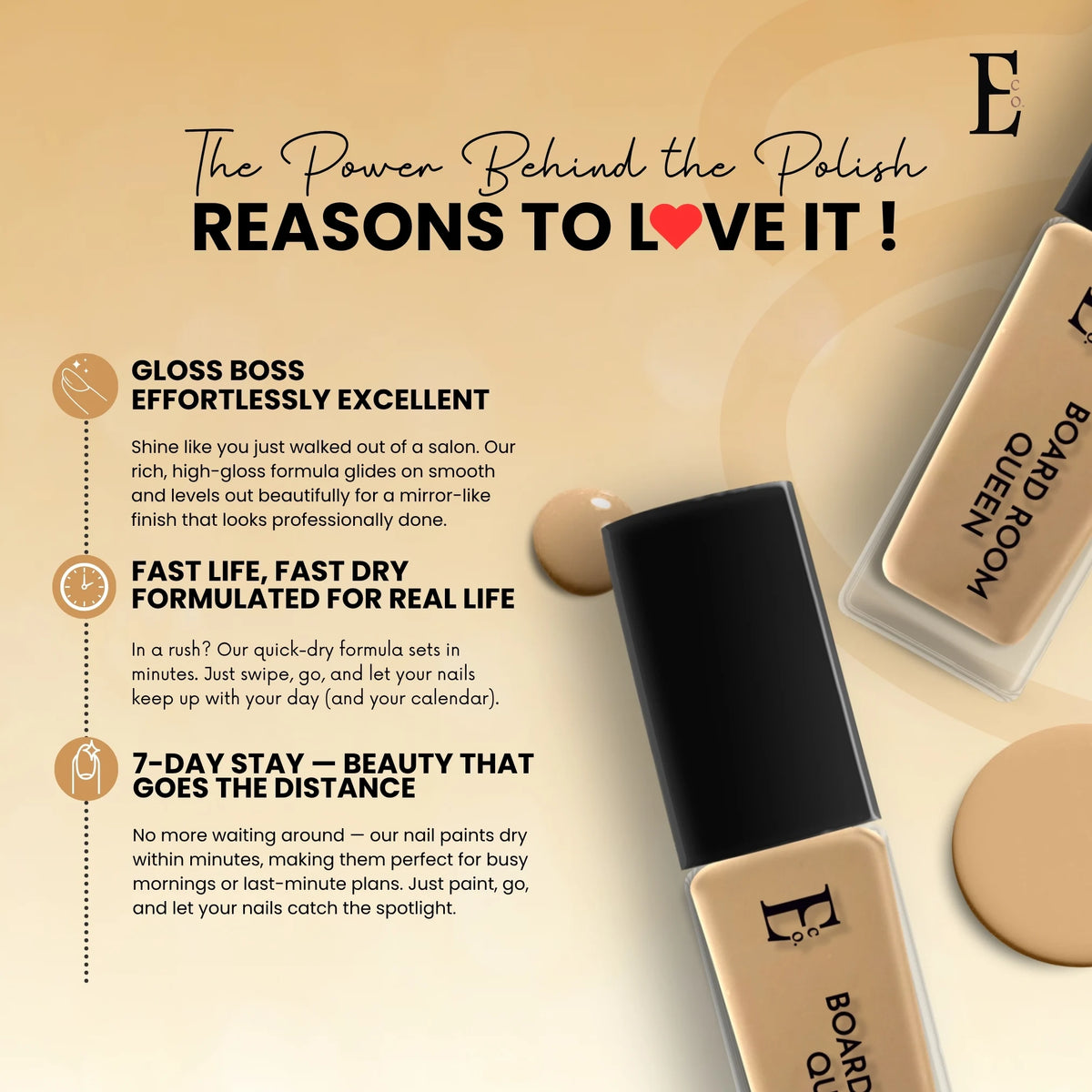 Board Room Queen Vegan Nail Polish – Nude Brown, Gel-Like Finish, Chip-Resistant, Non-Yellowing, Long-Lasting Shine 3