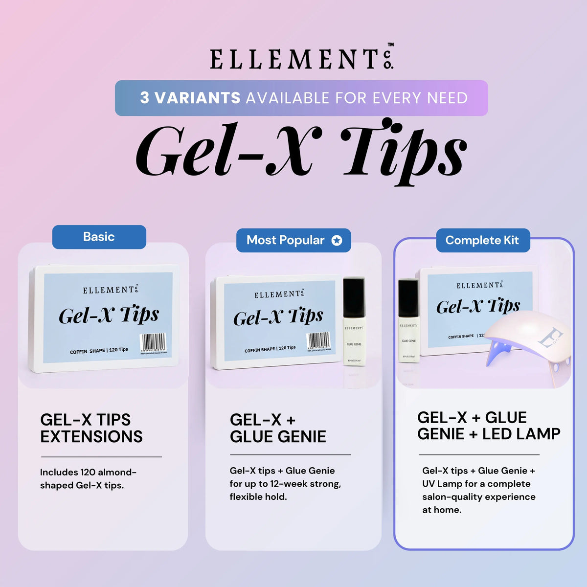 Gel-X KIT-3 - Coffin Tips (Gel-X Tips Box (120pc) + Glue Genie 10ml) 8